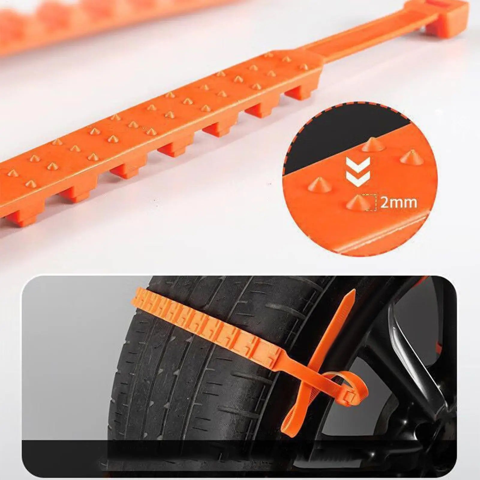 Snow Tire Chains 10 Pieces Automotive Tire Zip Ties for Snow Wheel Anti-Slip Chains for Sedan SUV Truck Outdoor Winter Driving Qme