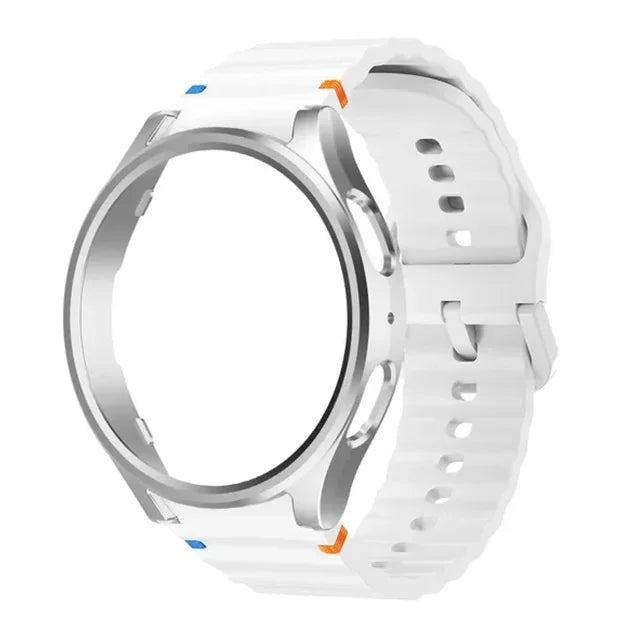 Case+Strap for Samsung Galaxy Watch 7 40mm 44mm Sport Silicone Band Bracelet PC Case Protector Cover Bumper for Galaxy Watch 7 6 Qme WS Galaxy Watch 7 40mm