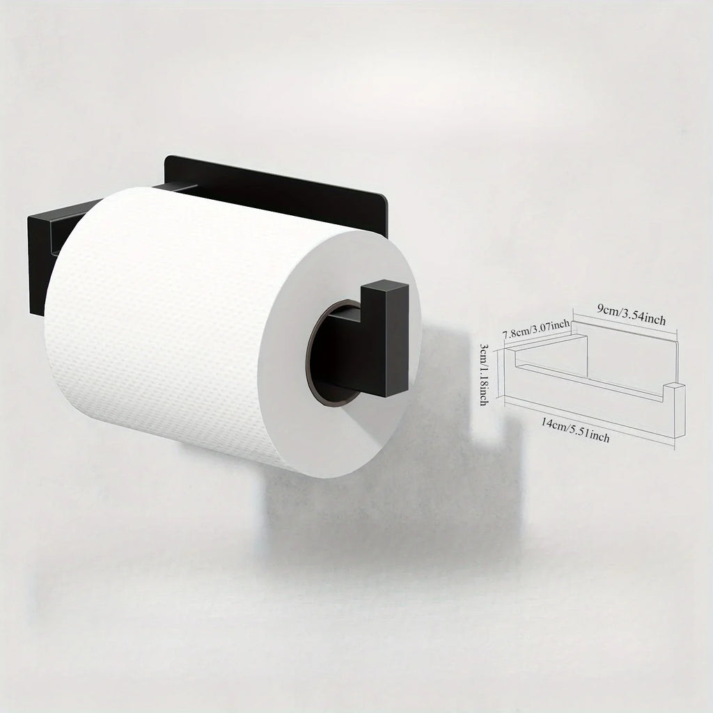Self-adhesive wall-mounted toilet paper holder, square roll-type paper dispenser, bathroom toilet paper holder, easy to install Qme
