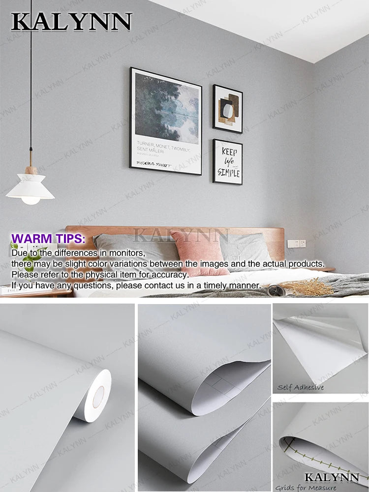 Thicken Pure Black Removable Waterproof Wallpaper Matte Contact Paper Qme Light Gray 55cm x 500cm