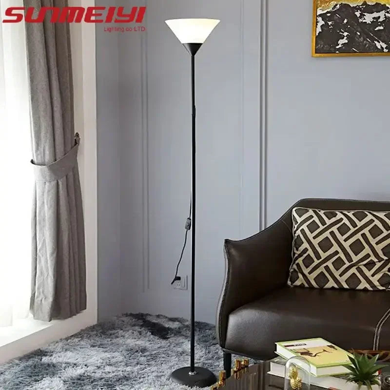 Nordic Minimalist and Fashionable Floor Lamp E27 Living Room Bedroom Study Bedside Modern Multifunctional LED Vertical Lamp Qme