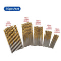 50pcs Drill Bits Sets 1mm 1.5mm 2mm 2.5mm 3mm Small HSS Drill Sets Drill Accessories For Metal Masonry DIY Woodworking Tools Qme Default Title