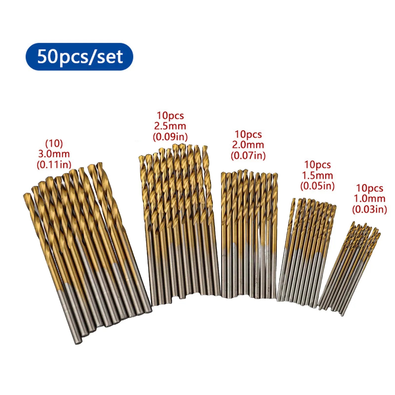 50pcs Drill Bits Sets 1mm 1.5mm 2mm 2.5mm 3mm Small HSS Drill Sets Drill Accessories For Metal Masonry DIY Woodworking Tools Qme Default Title