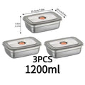 Stainless Steel Camping Lunch Box Sealed Leak-proof Bento Microwave Qme 3PCS 1200ML