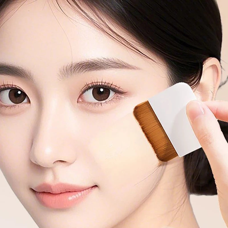 Ultra-thin Compact Foundation Brush Mirror Carry Box Flat-head Qme