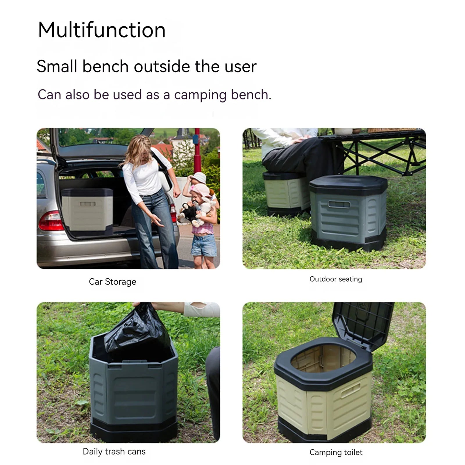 Folding Portable Toilet Reusable Camping Toilet with Lid Anti-Odor Travel Potty for Adults Travel Outdoor Hiking Trips Beach Qme