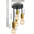 1Pc modern minimalist E27 bulb base ceiling light, bedroom, kitchen, hallway, balcony lighting fixture (without bulb) Qme Black Golden