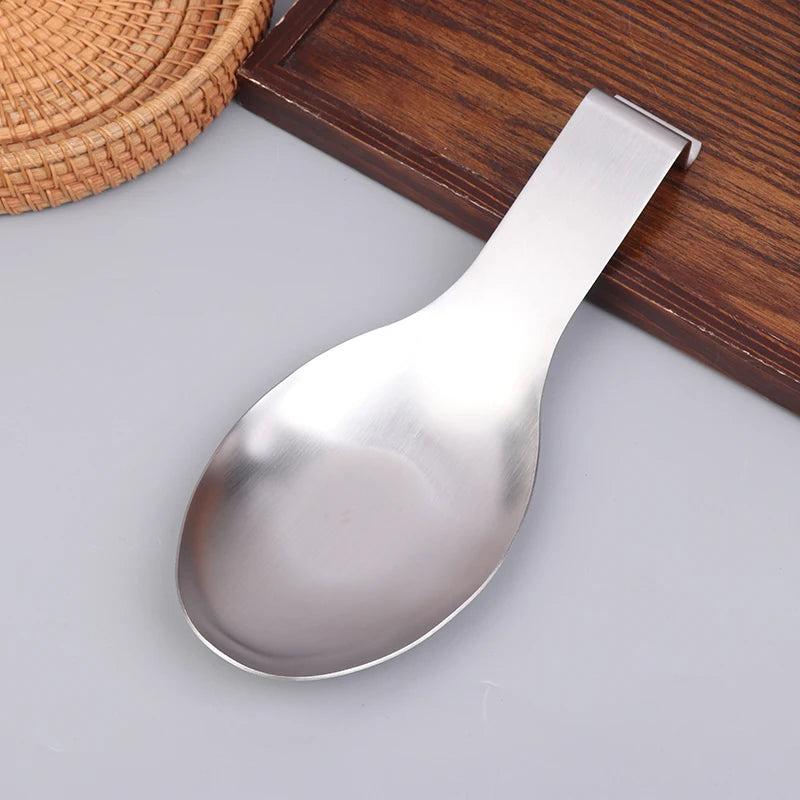 Fish Shape Spoon Rest Thickened Stainless Steel Tableware Spoon Shelf Buffet Clip Tray Hotel Restaurant Kitchen Utensil Holder Qme Silver