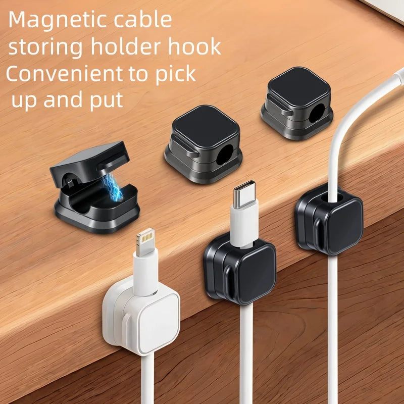 6pcs Cable Organizer Clips,Magnetic Design, Securely Adhere to Desks, Effortlessly Manage Various Wires.Suitable for Nightstands Qme