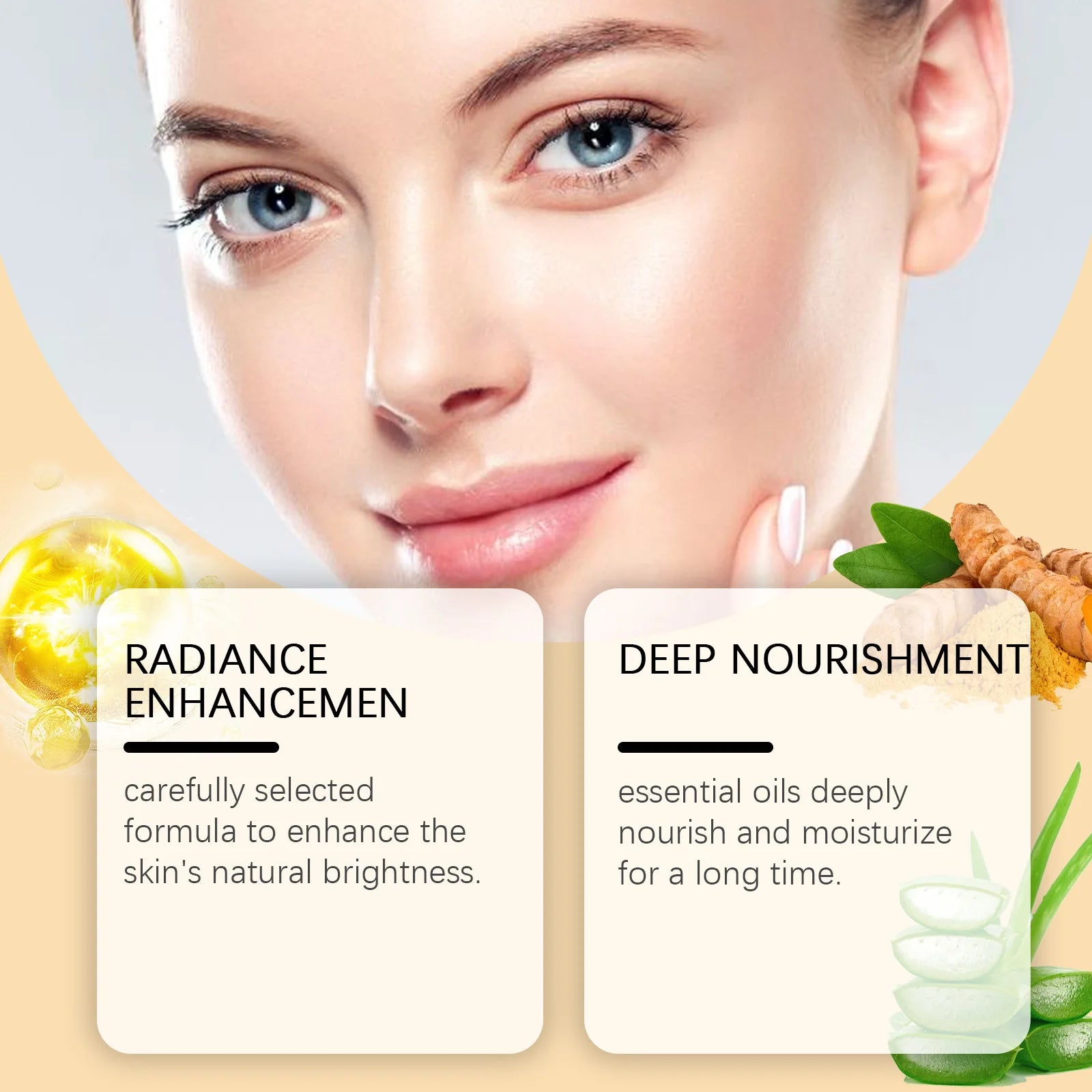 Turmeric Facial Essence Oil Nourishing Brightening Fade Dark Spot Skin Care Smoothing Firming Glowing Complexion Moisturizing Qme