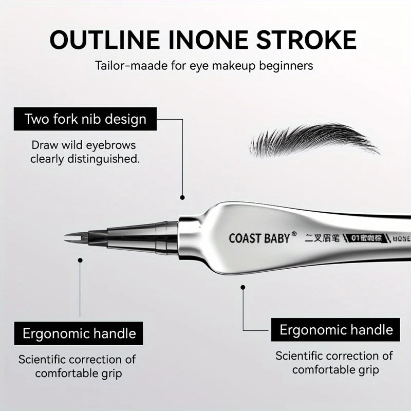 Beginner Friendly 2 Forks Tip Eyebrow Pen COAST BABY Waterproof Long Qme