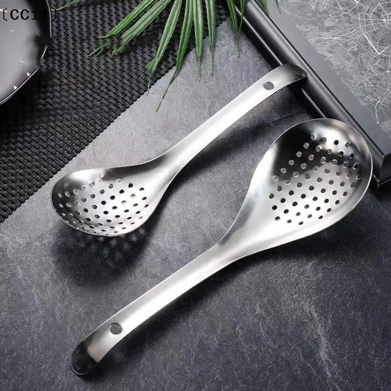 Stainless Steel Colander Spoon Filter Strainer Food Scoop Perforated Qme