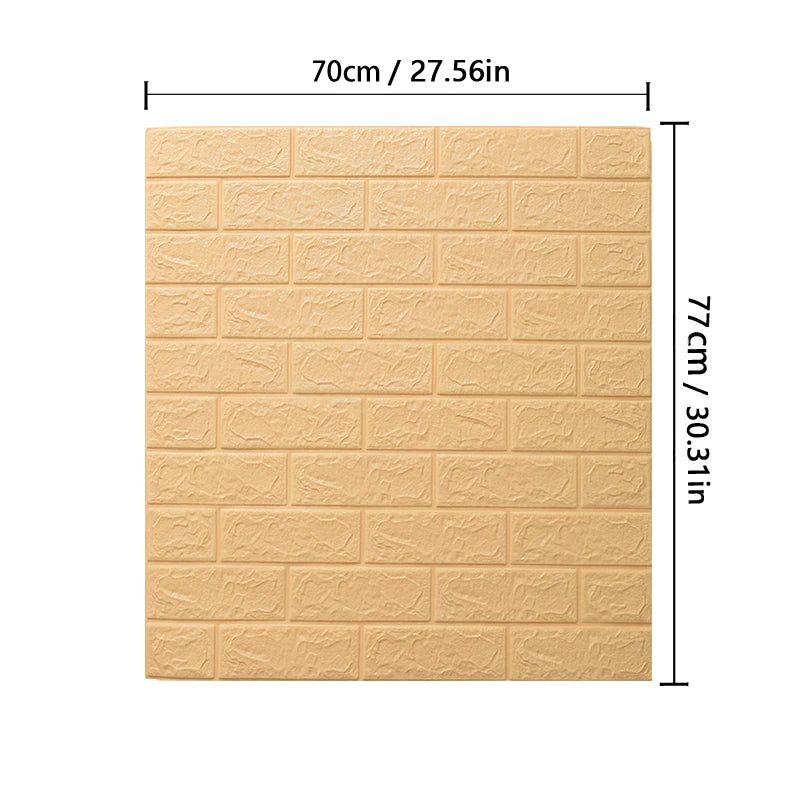 1-10pcs 77cm*70cm 3DWall Sticker Solid Color Faux Brick Bedroom Home Decor Waterproof Self Adhesive DIY Living Room Wallpaper Qme light-yellow 5pcs-77cmX70cm