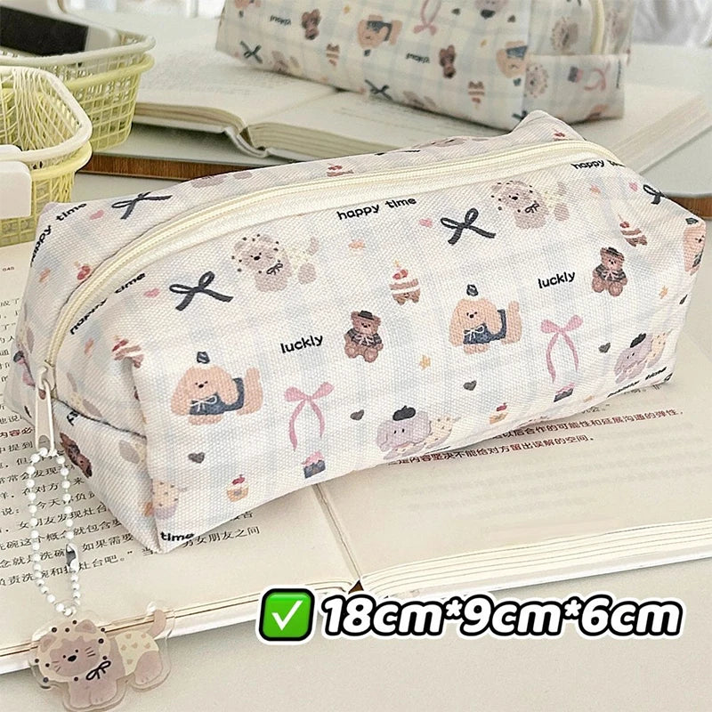 Cute Cartoon Puppy Pencil Pouch Large Capacity Stationery Storage Bag Qme