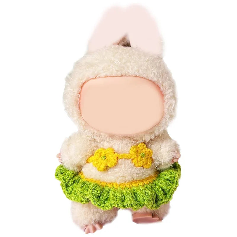 17cm Labubu Knitted Bikini Set (excluding dolls), cute clothing with unique style, fashionable clothing accessories for dolls Qme light green