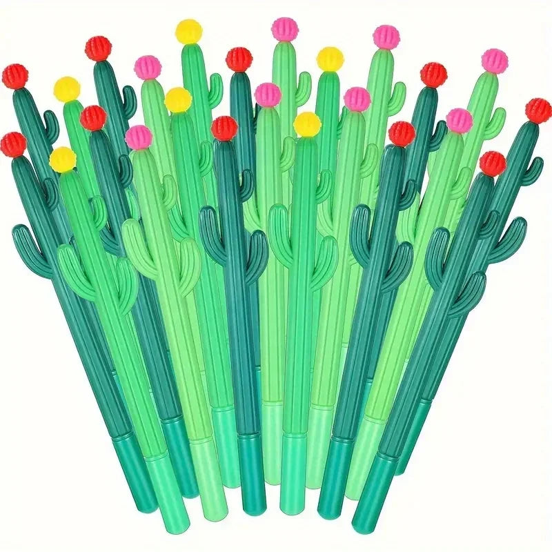 12pcs Cactus Shaped Ballpoint Pen Black 0.5mm Gel Ink Ballpoint Pen for School Home Office Qme