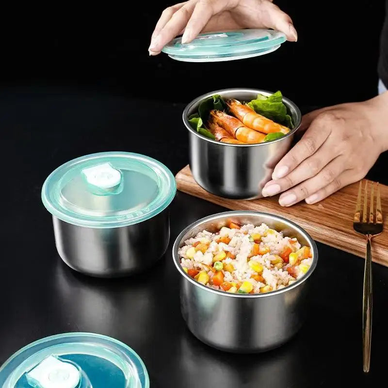 304 Stainless Steel Food Preservation Box Round Leak-proof Lunch Heat Qme