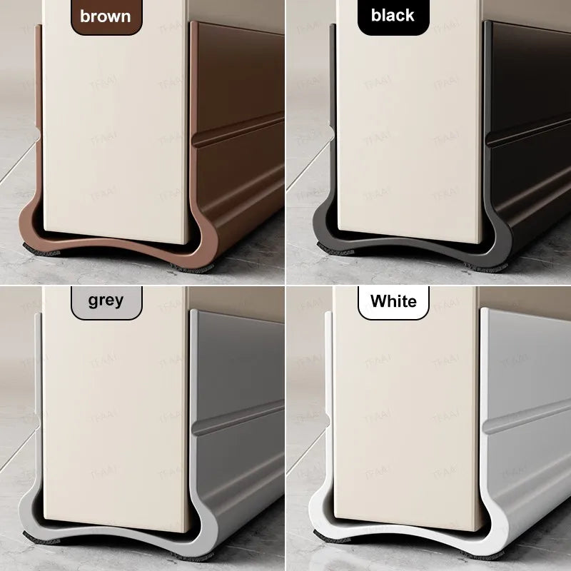 1-4Pcs PVC Door Bottom Seal Strip 93cm Door Gap Wind and Dust Proof Folding Self-adhesive Weather Strip with Soundproofing Felt Qme