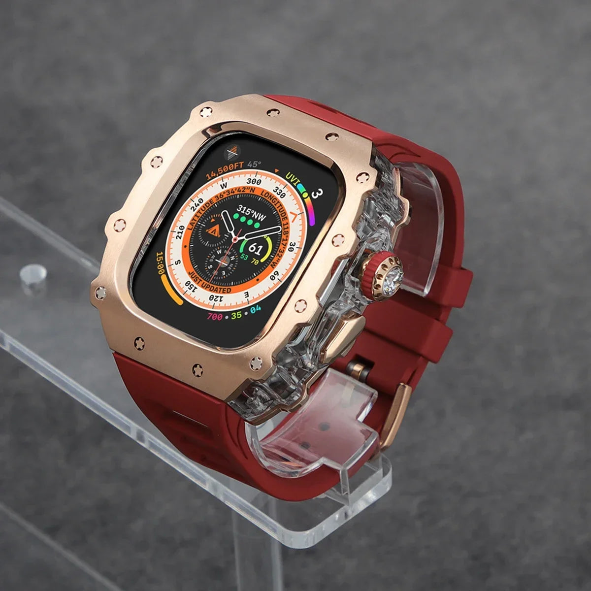 Luxury Modification Kit For Apple Watch Ultra 2 49mm Stainless Steel Case For IWatch 9 8 7 6 45mm 44mm Crystal Button Sport Band Qme