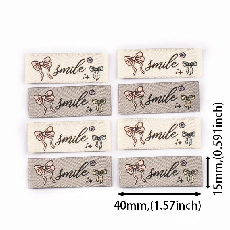 50pcs 15x40mm bowknot Rectangular Embroidery Label For Clothing Bag Decoration Accessories DIY Handmade Sewing Supplies cp4180 Qme