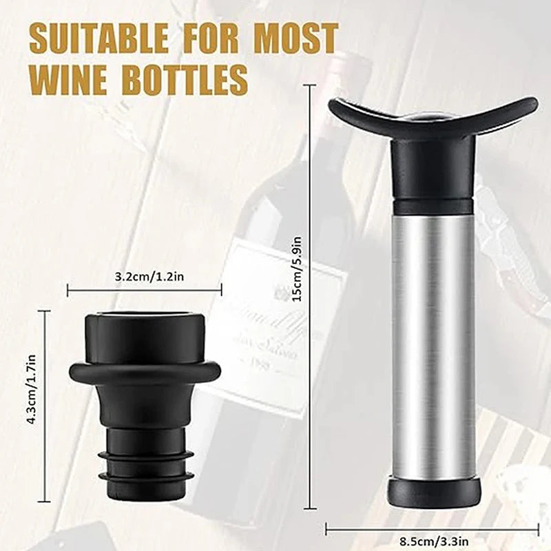 Advanced Wine Stoppers Stainless Steel Manual Vacuum Pump Wine Saver Reusable Wine Bottle Stopper Sealer Keep Wine Fresh Qme