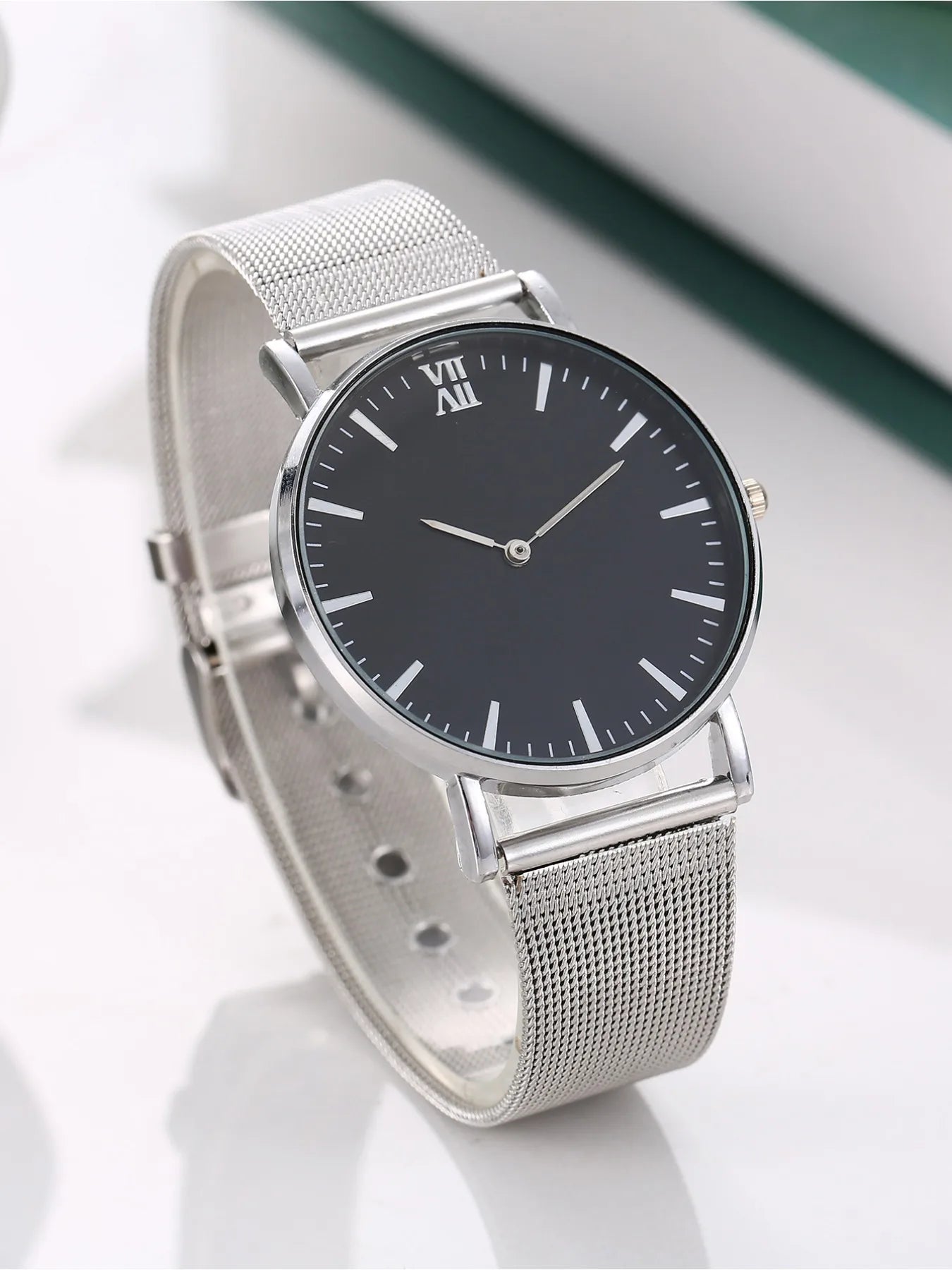 1-piece men's exquisite watch set, men's business high-end quartz men's watch Qme Silver