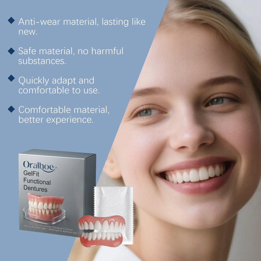 Oralhoe Dentures False Teeth Natural Color Temporary Tooth Caps for Broken Teeth Cover Silicone Teeth Denture DIY Denture Kit Qme