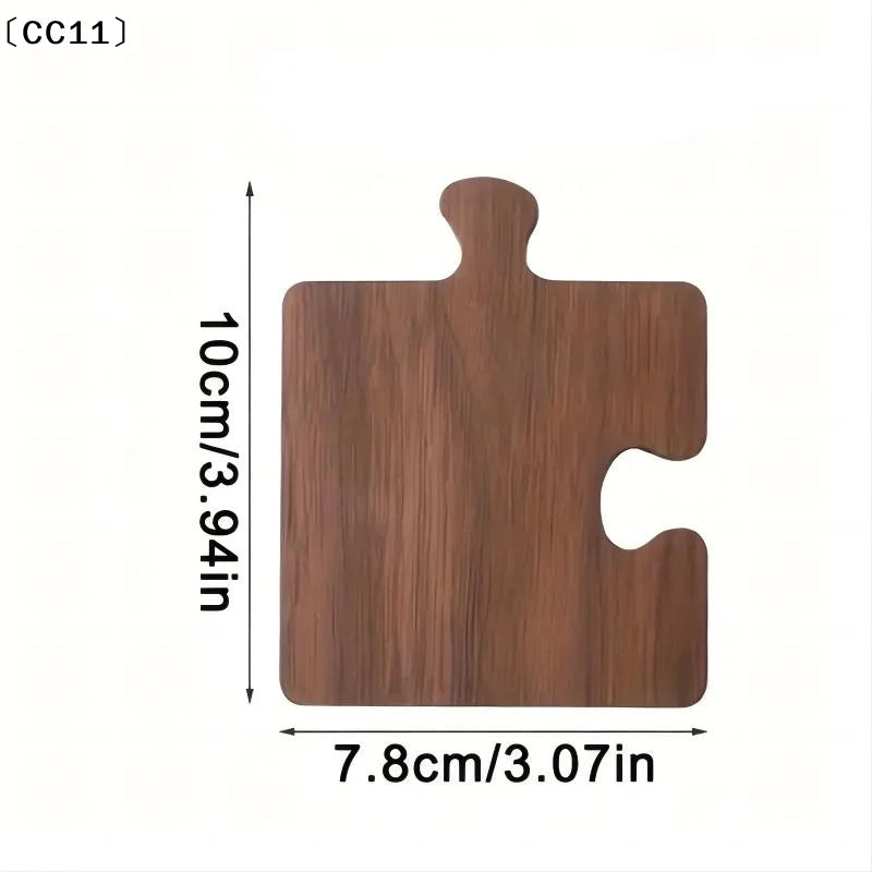 Wooden Coaster Retro Teacup Mats Creative Building Block Shape Cup Qme