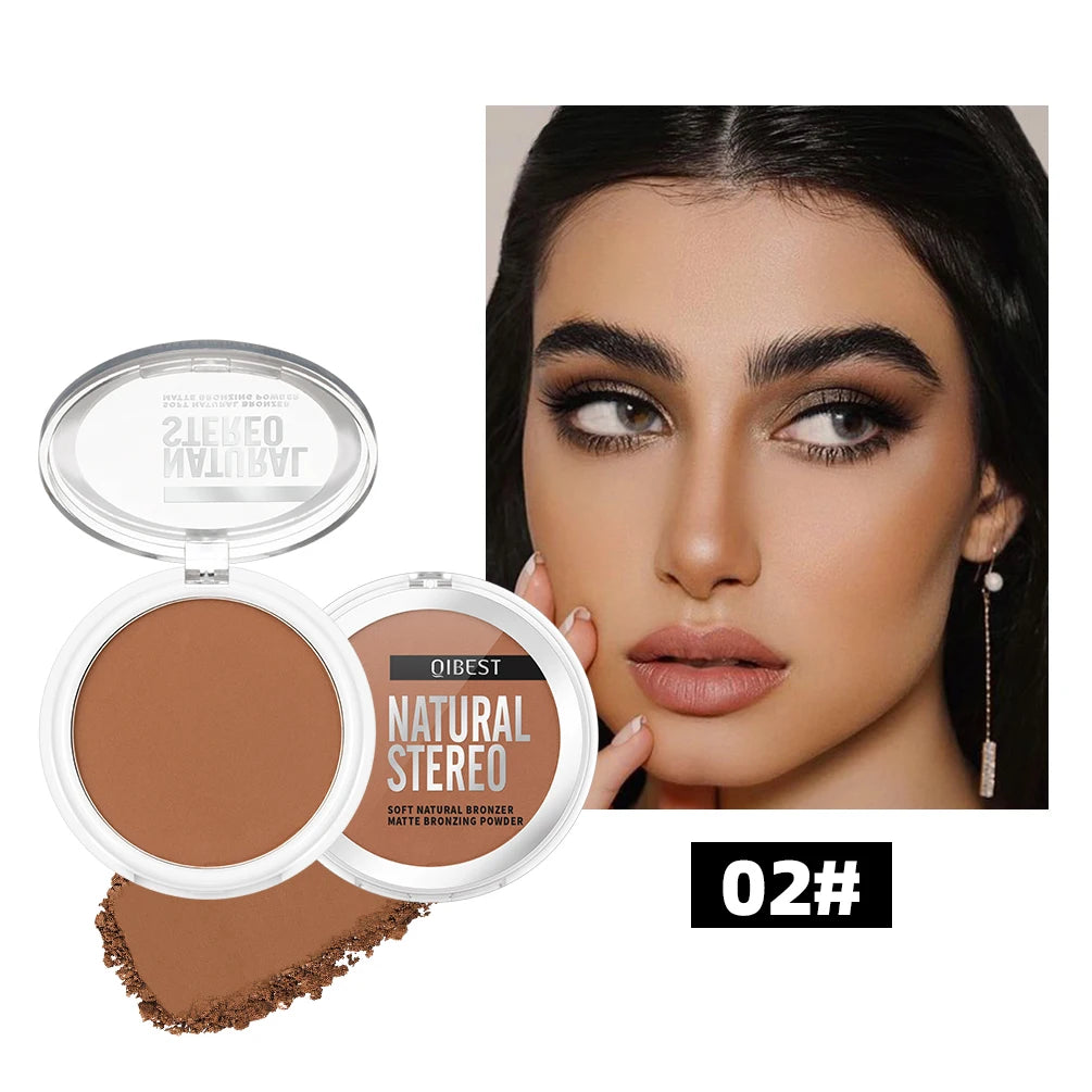 QIBEST Face Bronzer Makeup Contour Shading Powder Trimming Powder Cosmetic Face Concealer Highlighter Bronzer Palette For Women Qme 02