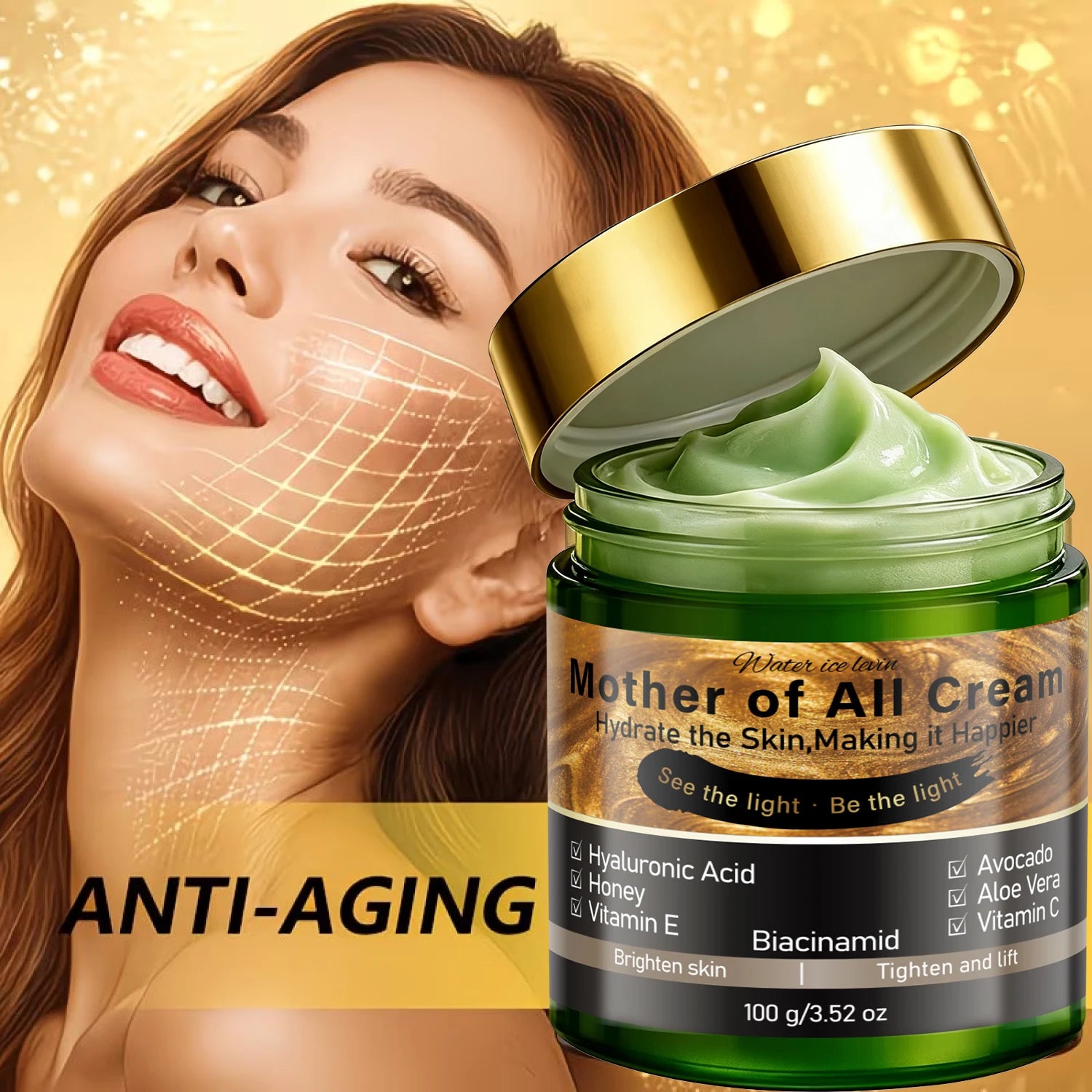 Hydrating Firming Brightening Face Cream Infused Honey Avocado Aloe Vera VC VE Niacinamide Daily Skin Lotion Qme
