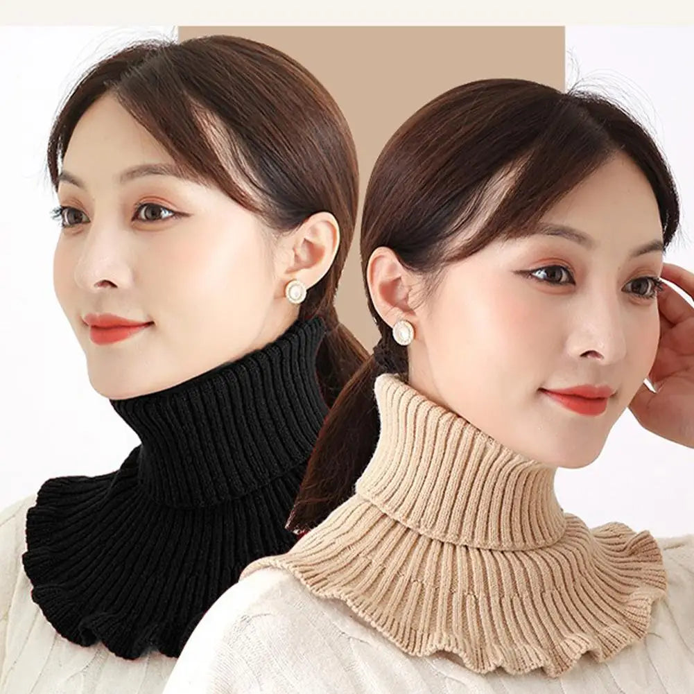 Warm Knitted Fake Collar Woolen Women Turtleneck Knitted False Fake Collar Detachable Neck Scarf Thicken Windproof Fake Collars Qme