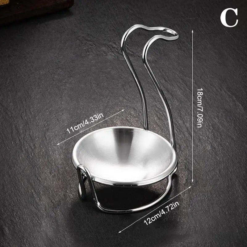 Single Double Ladle Vertical Spoon Utensil Rack Soup Rest Stand Qme C Silver