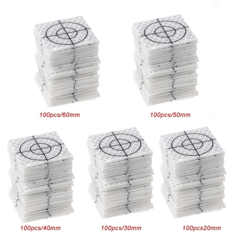 100pcs 0/30/40/50/60mmtotal Station Reflector Reflector Sheet For Total Station Survey Target Sheet Reflective Sticker Qme