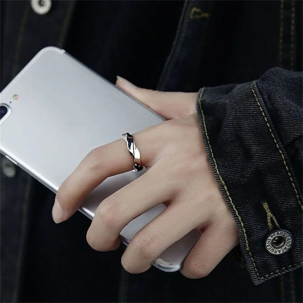 Кольцо Женское Rings For Men Women Trend Design Metal Twist Simple Open Adjustable Finger Ring Jewelry Wedding Qme