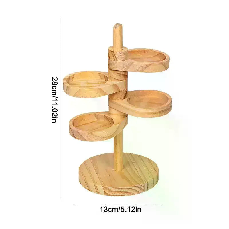 Rotating Solid Wood Key Rack Multi-layer Space-Saving Entry Door Organizer Desktop Jewelry & Watch Display Stand Home Decor Qme