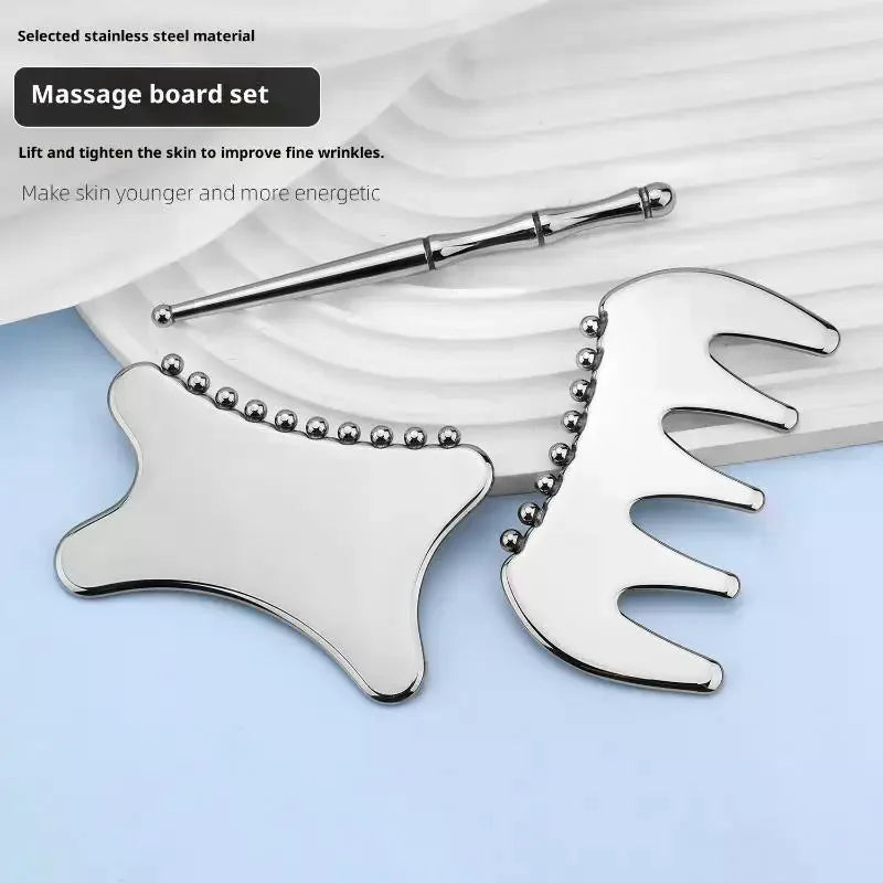 Gua Sha Board Guasha Massage Face Stainless Steel Body Massager Qme