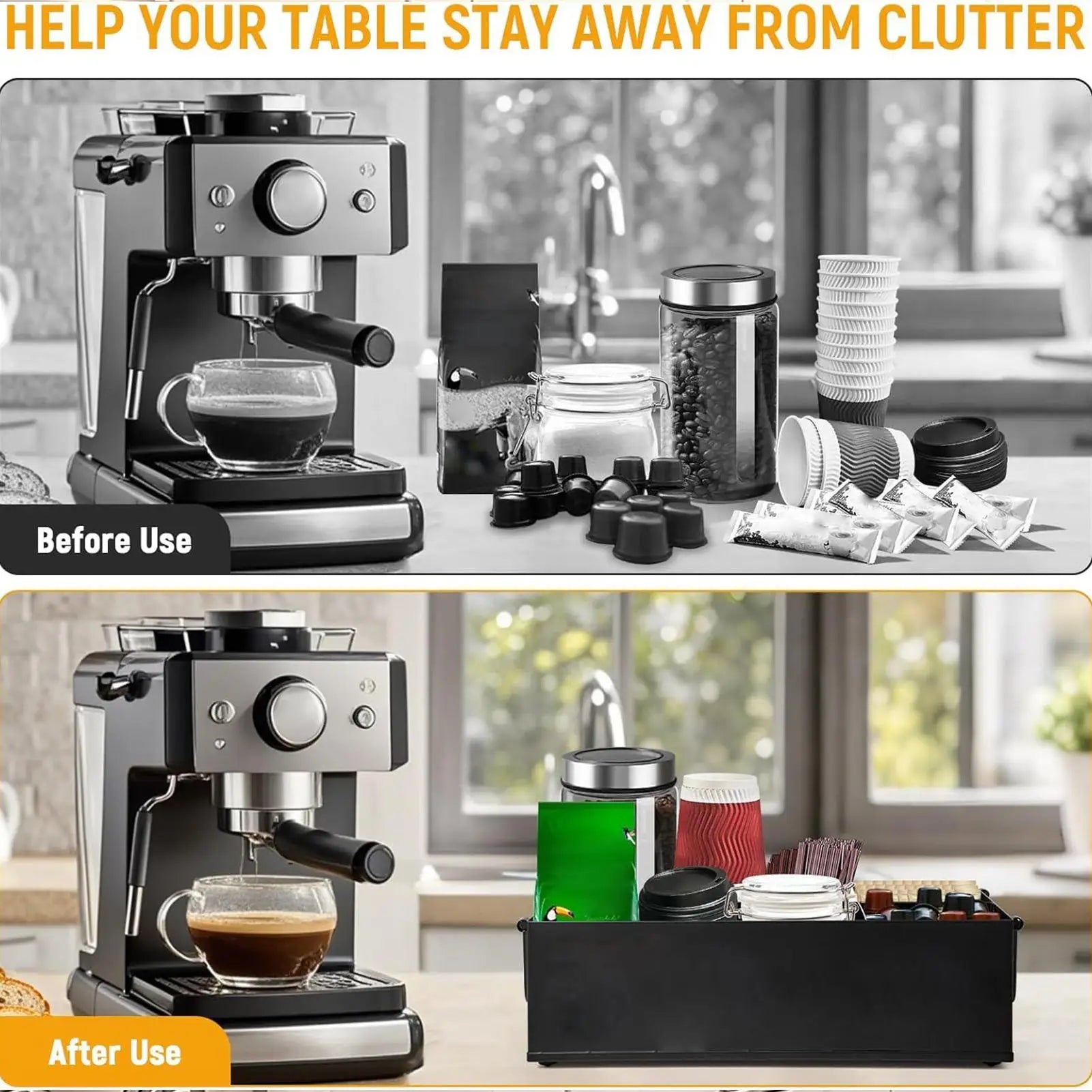 Coffee Counter Organizer Sugar Holder Basket Desk Coffee Counter Organizer With Handle For Dorm Studio Breakroom Living Room Qme