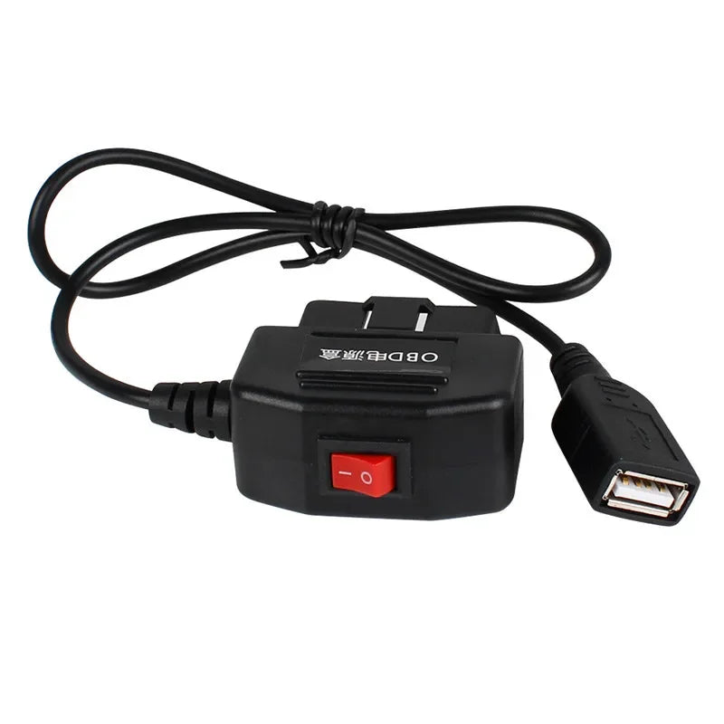 2PCS 24 Hours Parking Monitoring 5V 3A USB Car Charge Cable OBD Hardwire Kit with Switch Wire for Dash Cam Camcorder Vehicle DVR Qme