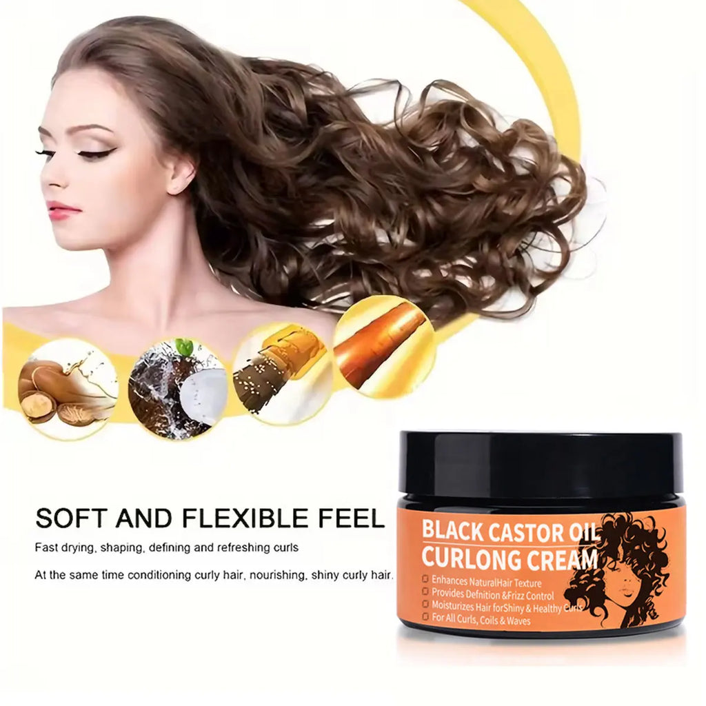 Black Castor Oil Curl Defining Cream Non-sticky Hydrates Eliminates Qme