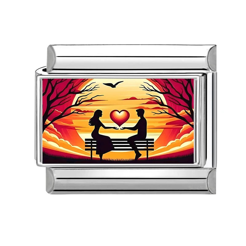 2026New Romantic Encounter Pink Sky Dancing Italian Charm Links Fit