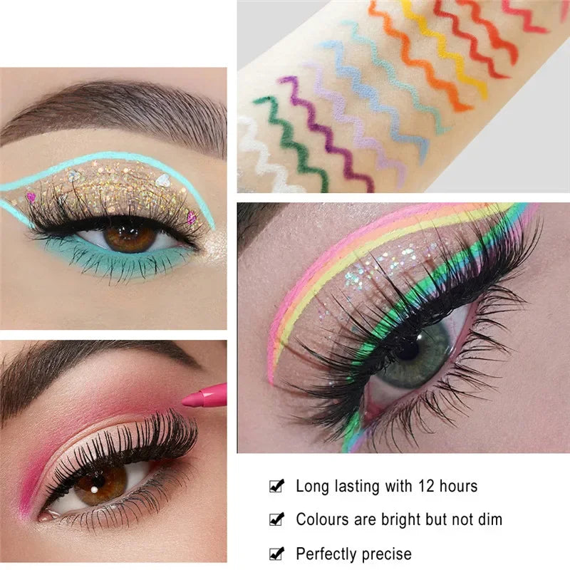 20 Colors Waterproof Matte Eyeliner Gel Long Lasting Professional Sweatproof Non-smudge Multicolor Ultra-fine Eyeliner Pencil Qme