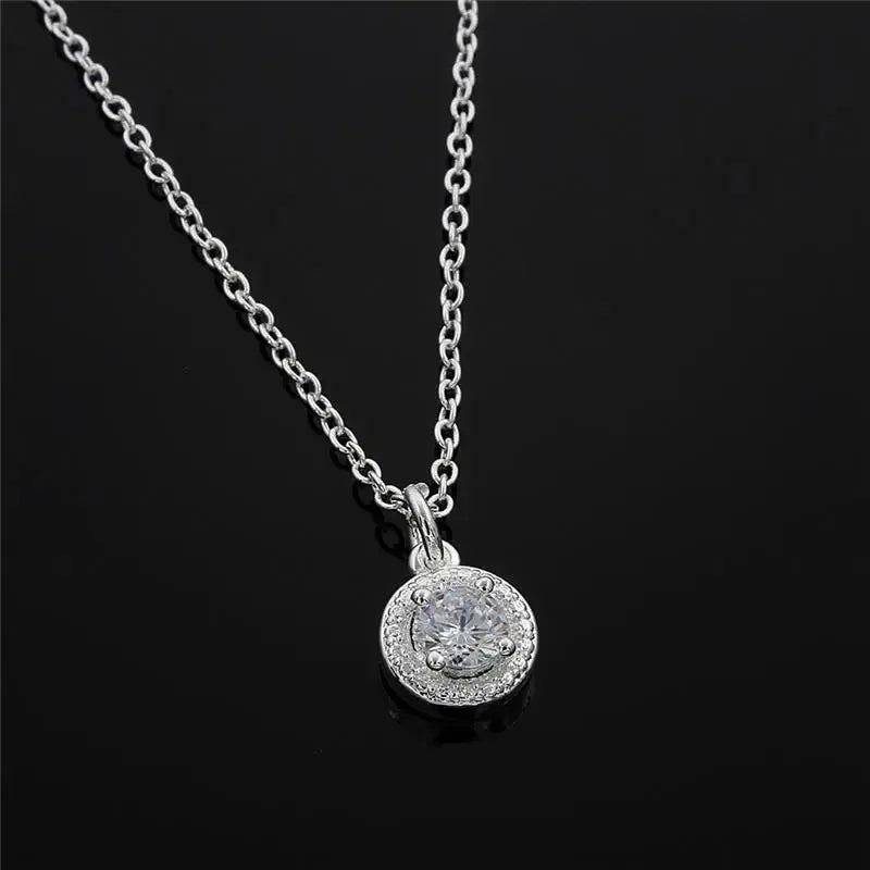 Bridal Jewelry Sets Cubic Zircon Necklace Earrings Ring Gift for Women Pure 925 Sterling Silver Color Birthday Valentines Xmas Qme