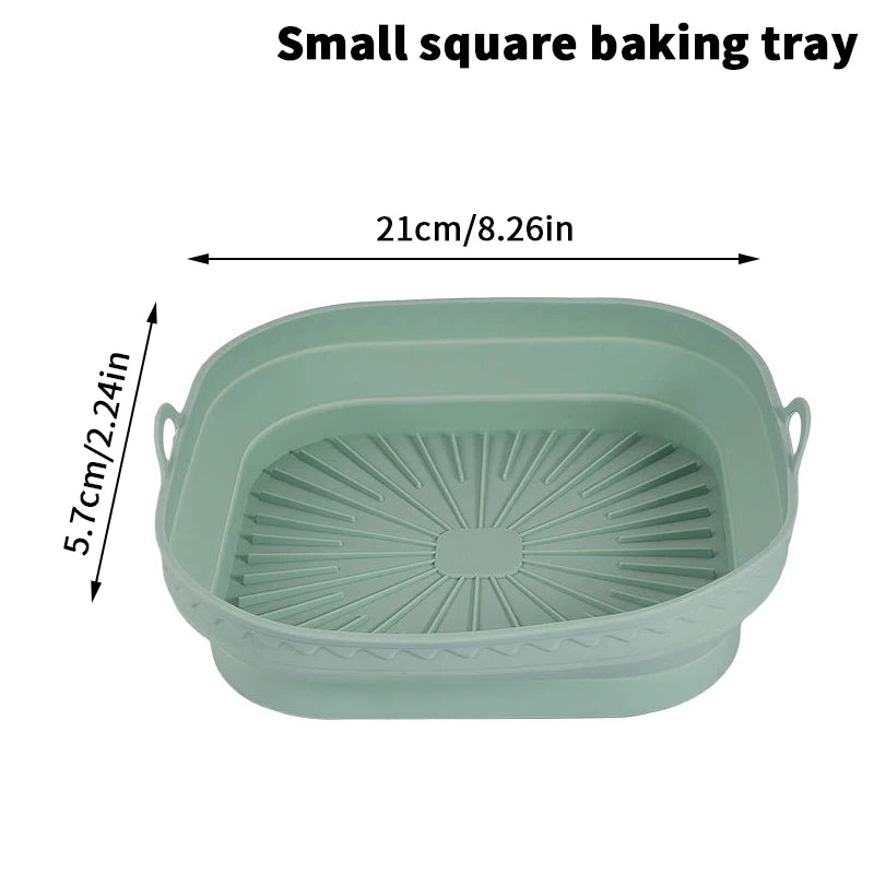 Foldable Air Fryer Silicone Mould Reusable Basket Food Safe Non Stick Qme SS1