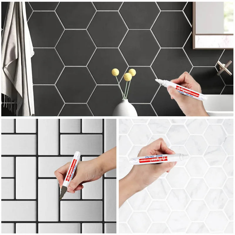 12 Color Waterproof White Grout Tile Lines Marker Pens Gaps Repair Bathroom Porcelain Filling Grout Paint and Sealer Pen Qme