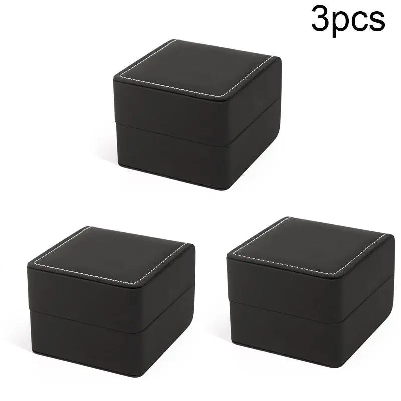 1/2/3Pcs Black Square Single Watch Gift Box With Pillow PU Leather Wristwatch Display Case Organizer For Men Qme 3pcs