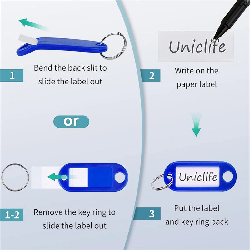 50pcs Colorful Plastic Tags Hotel Number Classification Card Key Tags Label Name Baggage Tag ID Name Tags With Split Ring Qme