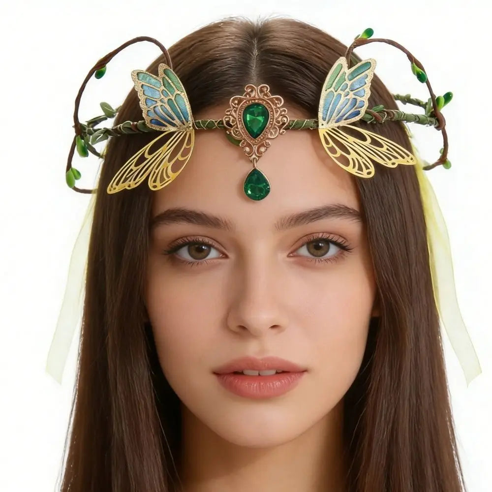 Fashion Flower Vine Elven Crown Fantasy Diadem Elf Tiara Simulate Qme