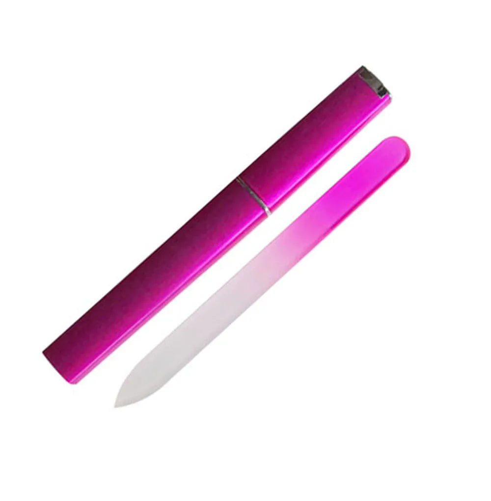 Professional Colorful Glass Nail Files Strip Double-sided Transparent Qme 1pcs