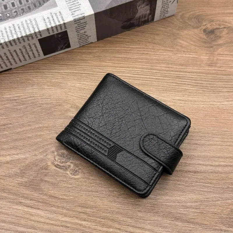 Men Wallets Leather Zipper Purse Man Slim Card Horders Male Short Qme Black