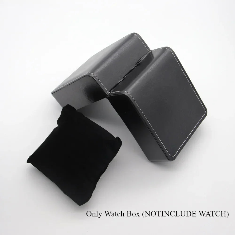 Lnofxas Black Single Watch Gift Box with Pillow PU Leather Wristwatch Display Case Organizer for Men Qme 59B-smooth